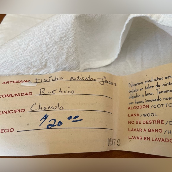 Huipil Child’s Top Hand Embroidered Mayan Unbleached Cotton Earth Tones - Picture 6 of 8